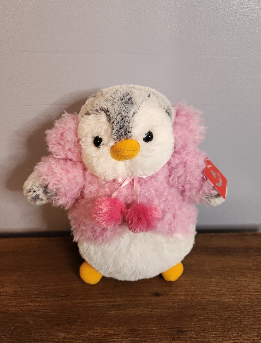 Aurora World Penguin Pink Pom Pom Sweater 9in April 2017 Stuffed Animal Plush Ne